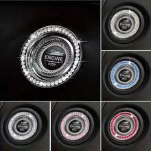 1pc Crystal Rhinestone Car Engine Start Stop Decoration Ring, Bling Car Interior Accessories For Women, Push To Start Button Cover Sticker, A Decorative Ring For The Car'S Start Button, Featuring A One-Touch Start And Embellished With Artificial Diamonds, Designed For Girls As A Car Accessory - Decorative Ring - View 2