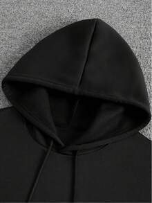 Customized Men's Hoodie With Heart Text And Photo Print On Back, Exclusive Valentine's Day Gift - Black - View 4