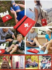 4/6件迷你急救包（空），尺寸7.87x5.51英寸，红十字会便携式包，必备旅行医疗收纳袋，适合存放基本急救用品，适用于家庭、户外旅行、办公室、车辆、露营、探险等场合，户外活动基本应急装备，便携耐用。 - 紅色 - 查看 3