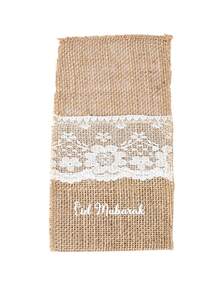 5件套斋月祝福餐具麻布袋，带蕾丝，“Eid Mubarak”（开斋节快乐）图案收纳袋，伊斯兰家居餐桌装饰，斋月装饰，斋月祝福礼物，斋月吉祥装饰，斋月派对用品，开斋节派对餐具装饰，斋月餐桌装饰，厨房和餐厅装饰，斋月房间装饰，家居装饰，斋月装饰，斋月礼物，开斋节餐桌装饰 - 蕾絲麻布袋 - 查看 7