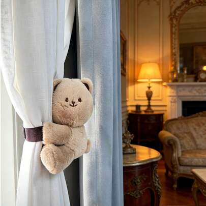 Kẹp rèm cửa sổ hình gấu và thỏ leo trèo dễ thương, giá đỡ rèm trang trí sáng tạo, chắc chắn và bền bỉ, mang lại cảm giác mềm mại dễ chịu cho phòng ngủ và phòng khách.
