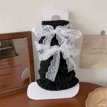 Autumn And Winter Atmosphere Dressing, Layered Socks, Fluttering Straps, Knitted Socks For Women, Cute Calf Stacking Socks For Autumn And Winter - màu đen - Xem 13