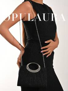 OpulAura 女士时尚闪亮水晶水钻晚宴手拿包，璀璨奢华镶钻正式礼服包，适合晚宴、派对、生日、婚礼等场合，亦可作为生日礼物 - 黑色 - 查看 8