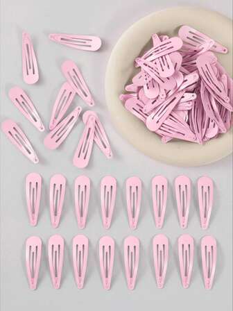 20/10 st. rosa hårspännen med tryckknappar för flickor, 1,96 tums metallvattendroppsspännen, halkfria söta hårspännen för kvinnor, gör-det-själv-hårrosetter, enfärgade luggspännen svarta elastiska hårspännen, lämpliga för vardagsliv, hår, flätning, lugg, smink, dusch, skolsaker, alla hjärtans dag-håraccessoarer alla hjärtans dag-present