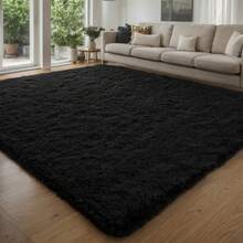 New Plush Soft Fuzzy Mat With Thick Pile, Modern Luxury Floor Mat For Living Room, Bedroom, Playroom - Machine Washable Blend, Fluffy Shag Mat For Indoor Use, Rectangular Design, Durable & Easy Maintenance, Stylish Addition To Any Space, Big Mat For Living Room, Extra Large Rugs For Living Room Cozy Home Decor Gift For Men & Women, CA - màu đen - Xem 6