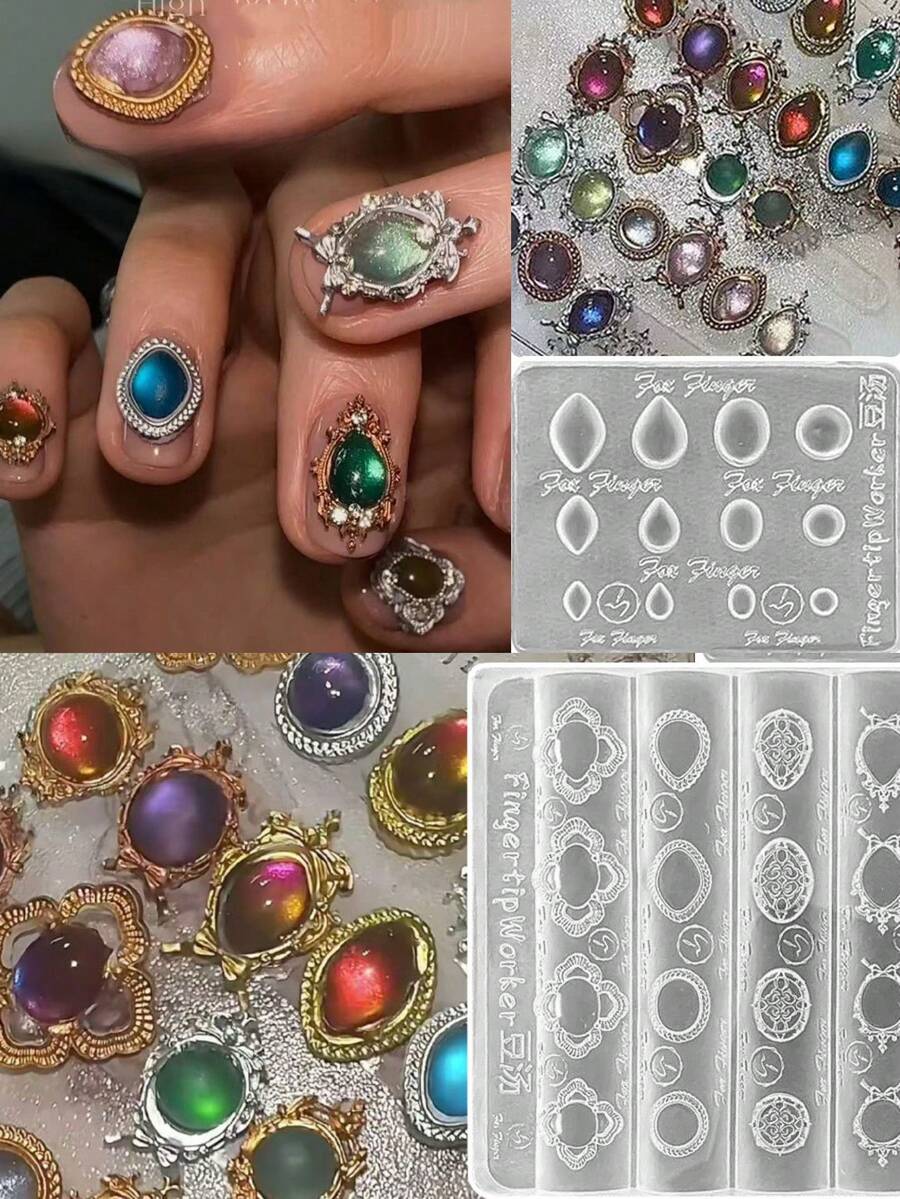 1 Peça Molde de Silicone para Jóias de Unhas 3D Estereoscópicas, Modelo de Decoração de Arte de Unhas Sweet Y2K, Ferramenta de Modelo de Unha Transparente DIY Acessório
