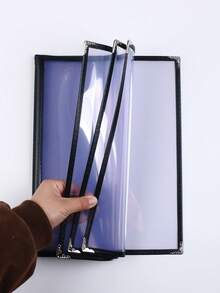 1pc A4 Leather Transparent Replaceable Menu Display Book, Transparent PVC Replaceable Recipe Loose-Leaf Binder, Restaurant Menu Folder, Restaurant Cash Register File Folder, Catering Menu Organizer, Kitchen Storage Solution, Kitchen Accessories