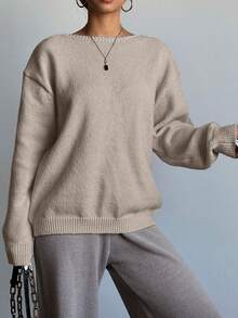 Pull tricoté pour femmes, nouveau modèle automne/hiver - Pull d'hiver de la Saint-Valentin automne/hiver - Design nœud papillon ajouré dans le dos, pull réversible à manches longues pour l'hiver - marron clair - Voir 4