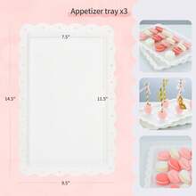 10-Piece Cake Stand Set, Including 3 Double-Tier Cupcake Stands, 3 Triple-Tier Cupcake Stands & 4 Appetizer Trays – Suitable For Birthdays, Weddings & Other Parties - 白色 - 查看 9