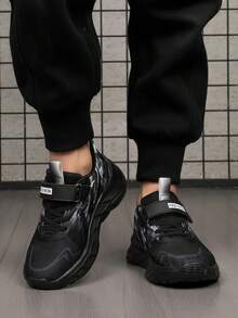 All Season Casual Sports Skateboard Shoes, For Teenagers, Campus Students, Outdoor Leisure Sports Shoes, Running Shoes, Hiking Shoes, With Hook And Loop Closure For Easy Wear, Lightweight & Breathable - Black - View 10