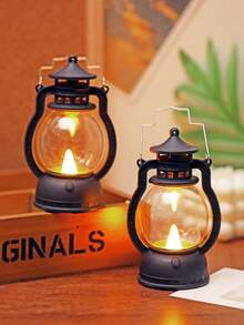 1个可爱复古迷你手持LED灯笼灯（含电池），室内桌面装饰LED仙女灯，装饰灯笼灯，婚礼派对节日露营装饰LED马灯 - 黃光 - 查看 7