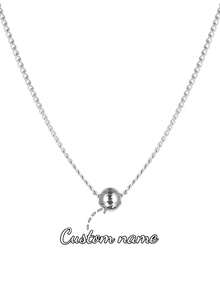 Customized Engraved 1-5 Beaded Necklace, Fashionable Personalized Engraved Pendant Necklace, Stainless Steel Minimalist Style Multi-Name Family Holiday Necklace, Unique Gift For Family, Friends And Girlfriends, Jewelry Necklace For Mom, Wife, Women, Valentine's Day Gift, Anniversary Gift, Golden Fashion, Autumn Fashion, Retro, Unisex, Minimalist, Casual, Gothic - Silver - View 6