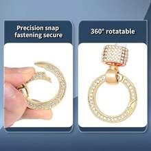 1个闪亮水钻装饰汽车钥匙扣，360度旋转通用钥匙扣，编织款，适用于所有车型，情人节礼物