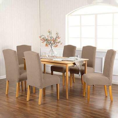 6 Pzs Fundas para Sillas Comedor Elásticas Universales Lavables Antipolvo Cubre Sillas para Cocina Sala Hotel Eventos