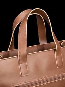 Bolso de mano tipo tote de cuero de caballo loco vintage en estilo vertical, bolso de hombro cruzado para hombres - Multicolor - Ver 8