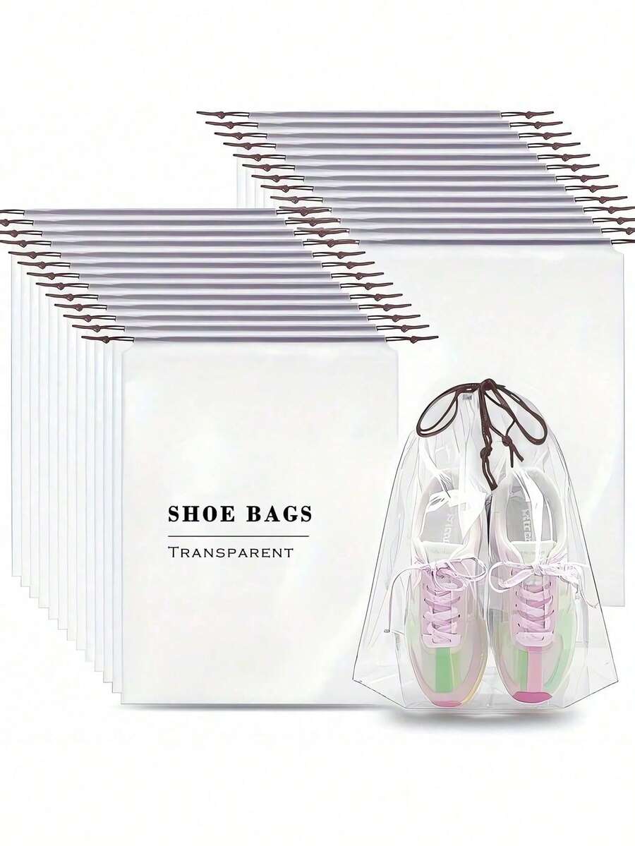 1/5/15个装旅行鞋袋，防水透明抽绳鞋袋，防尘便携鞋袋，男女通用，健身、度假、旅行收纳必备，鞋套，防尘，女士收纳袋，旅行必备，邮轮必备，度假必备旅行整理抽绳鞋袋鞋套男女通用打包袋邮轮必备假日必备 - 無色 - 查看 1
