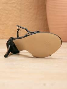 Giày sandal cao gót mũi tròn quai chéo thời trang nữ, thích hợp cho các buổi đi chơi, tụ họp, tiệc tùng và các dịp khác. - màu đen - Xem 6