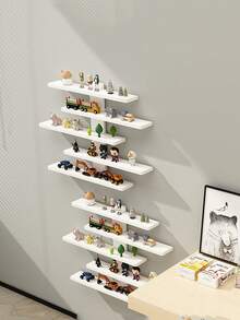 Wall-Mounted Storage Rack For Bedroom, 5-Layer Wooden Wall-Mounted Display Shelf For Figurines, Blind Boxes And Other Items, Wall Decoration And Organization Rack. - Multicolor - View 2