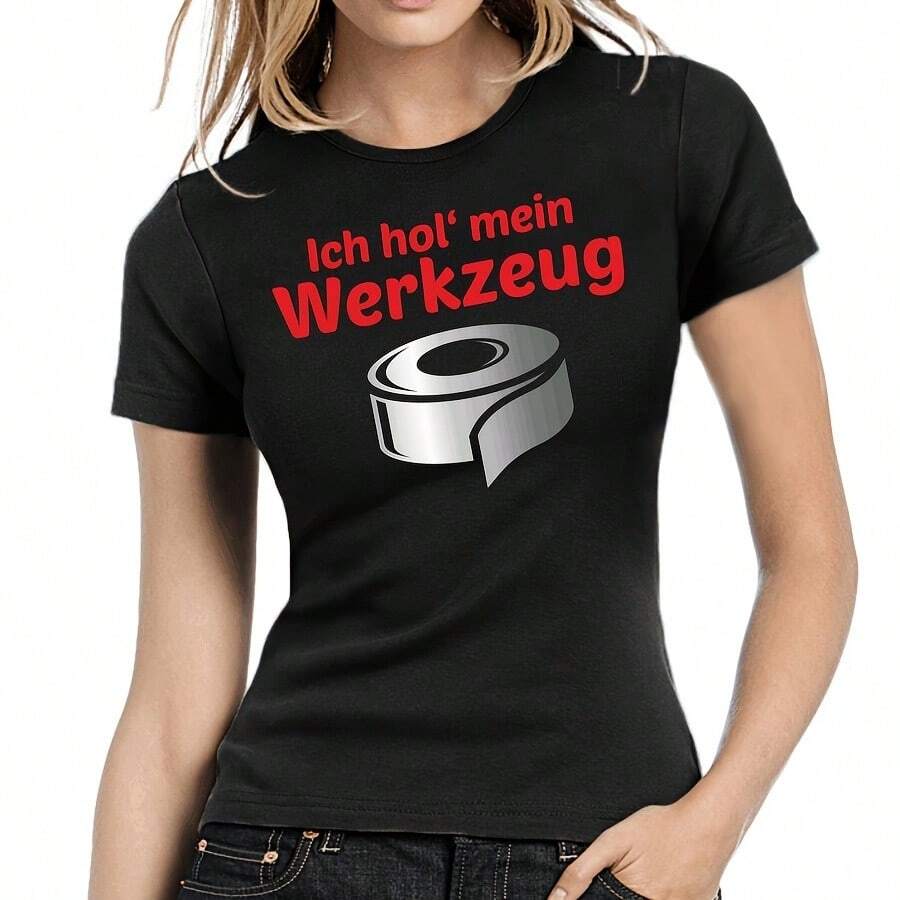 I Get My Tool Duct Tape Fun Comedy Lady Women Girlie T-Shirt - 黃色 - 查看 1