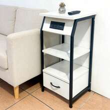 Buró De Noche Con Enchufe Buros Recamaras Buros Con Cajones - Blanco - Ver 4