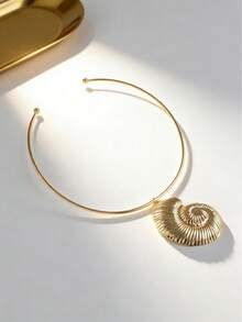 1pc Exaggerated Unique Spiral Metallic Necklace, Perfect For Beach Vacation And Party - Conch Shell Necklace - View 12