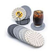 Nordic Style Round Placemats - Woven Heat Insulation Coasters, Bowl Pads, Cup Mats Set - Multicolor - View 7