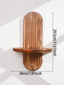 1 Pc Wooden 2-Tier Charred Hanging Shelf, Foyer & Hallway Key Holder Craft Display Stand, Floral Holder, Essential Oil Rack, Decorative Solid Wood Wall Mount - Màu nâu  Mocha - Xem 9