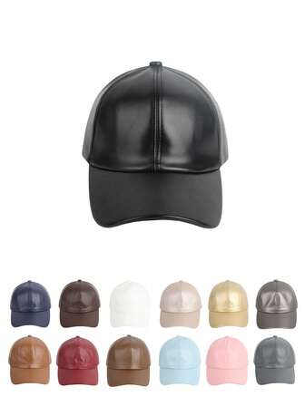 1 st slät PU-läderkeps för män och kvinnor, lämplig för vardag, resor, utomhus, sport, cykling, sightseeing, gata, fest