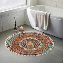 Bohemian Retro Round Mat, Non-Slip Golden Diamond Plush With Sparkling Effect, Machine Washable Polyester Fiber, Suitable For Living Room, Bedroom, And Sunrooms With Hardwood Floors, New Year Spring/Summer Home Decoration, Holiday Gift. - 1件-Y-31.5*31.5吋/80*80厘米 - 查看 5