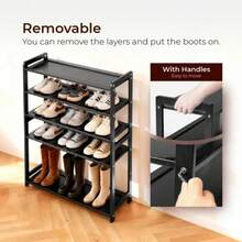 6-Layer Flat Bamboo Shoe Rack, 68*25*89cm, Black - màu đen - Xem 8