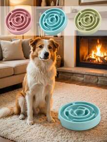 1PC Dog Slow Feeder Bowl, Anti-Spill Pet Food Dish For Training & Mental Stimulation, Dog Puzzle Toy & Pet Supplies