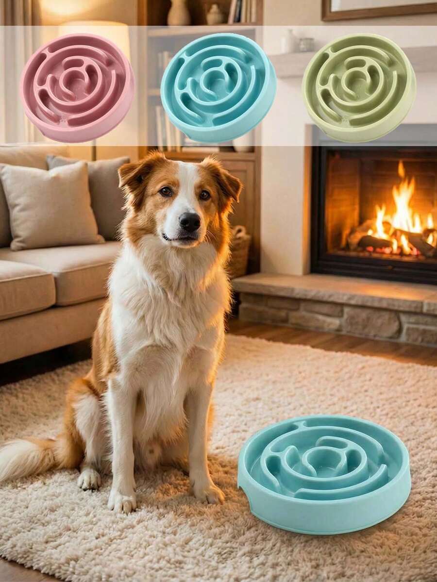 1PC Dog Slow Feeder Bowl, Anti-Spill Pet Food Dish For Training & Mental Stimulation, Dog Puzzle Toy & Pet Supplies
