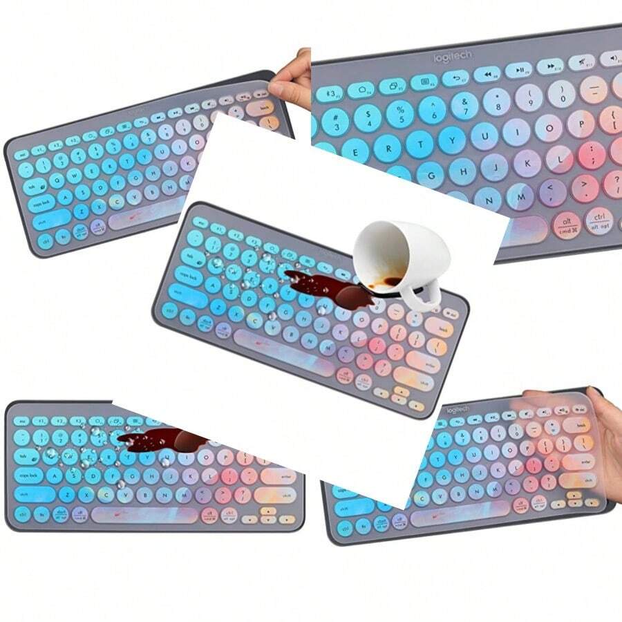 Colorida funda de teclado para teclado K380 Pebble multidispositivo/ Pebble Keys 2 K380s/ K380 Teclado Bluetooth multidispositivo teclado inalámbrico K380 diseño de-0002 - Con color - Ver 1