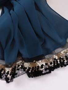 1 Stück Damen Chiffon Muslimischer Hijab Schal mit schwerem Spitzen-Pailletten-Farbverlauf-Muster - Verschiedenfarbig - Übersicht 6