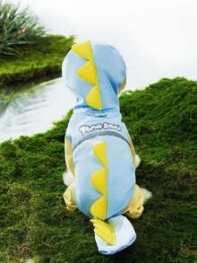 3D Dinosaur & Dog Raincoat, Fully Waterproof, Covers Whole Body Including Legs And Tail, Transparent Visor, Reflective Stripes And D-Ring Leash Hole, Suitable For Spring/Summer/Fall/Winter, Green/Blue Color, Fits Small To Medium Dogs (Chihuahua, Toy Poodle, Maltese) - Multicolor - View 14
