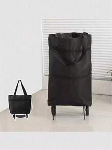 1/2件装:二合一轻便可折叠购物车、带橡胶轮的折叠购物车、牛津布折叠购物袋、男女通用轻便可重复使用的多功能购物袋(适用于家居和厨房用品)、带轮便携式滚动购物袋、防水购物车 - 彩色 - 查看 9