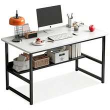 Mesa Auxilia Escritorio Para Oficina Escritorio Armable Muebles Para Pc - Blanco - Ver 5