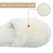 Rosoz Women's Soft Pl 11ush Fuzzy Slippers Memory Foam Anti-Skidsssss Sole House Bedroom Shoes Indoor Outdoor Open Toe FSandssals,Beige78Women56Men - Beige78Women56Men - 查看 3