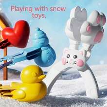 随机款式雪球夹雪人、猫爪、心形、鸭子形状户外雪仗玩具模具 - 彩色 - 查看 2