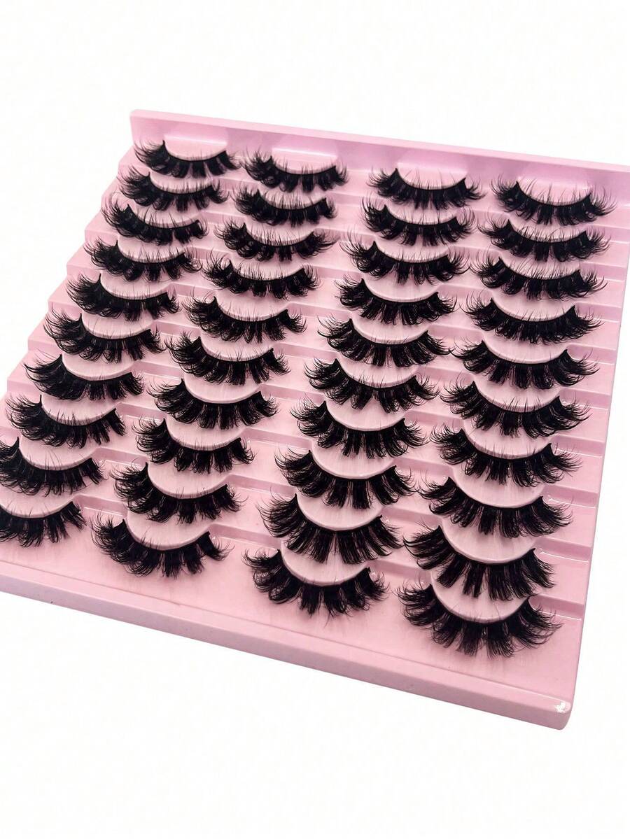 20 Pairs 3D Mink Lashes, Fluffy Natural Look False Eyelashes Strip Lashes,Lashes,Eyelashes,Fake Lashes - màu đen - Xem 1
