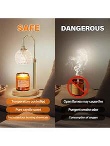 EstiloCalentador de velas con altura de temperatura ajustable, calentador de velas  para recámara con 2 bombillas para velas enlatadas, velas perfumadas en tarro de vidrio… (Bulb2)Versión mejorada - Círculo claro - Ver 6