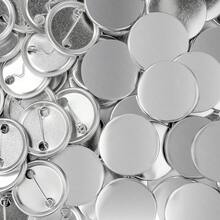 200 Sets Button Maker Supplies, 32mm (1.25 Inch) Round Badge Parts Kit, Metal Shells & Pin Back Covers With Clear PVC Films, Blank Button Components For Badge Press Machine, Personalised DIY Craft Souvenirs - Silver - View 7