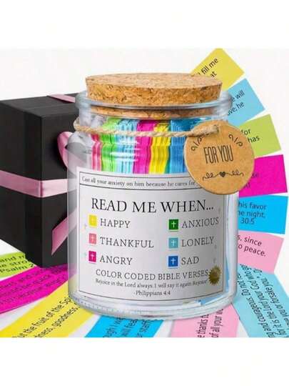 1pc Bible Gold Scripture Hope Jar, Glass/Plastic Prayer Jar With Inspirational Verse Cards, Christian Gift For Graduation Mom Grandma Teacher Best Friend, Fast Shipping Bible Accessories For Daily Devotion