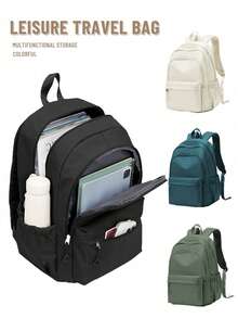 Laptop Backpack For Women School Backpack Purse Travel Backpack, Large-Capacity Nylon Casual Daypack With Multi-Pocket Organizer, Water-Resistant, Lightweight For Travel, Commute, School & Daily Use - Multicolor - View 1