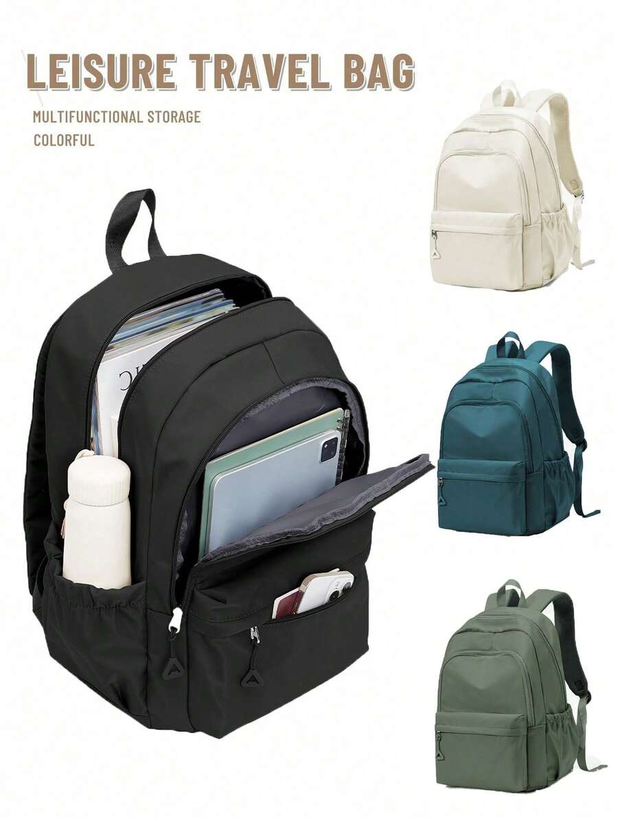 Laptop Backpack For Women School Backpack Purse Travel Backpack, Large-Capacity Nylon Casual Daypack With Multi-Pocket Organizer, Water-Resistant, Lightweight For Travel, Commute, School & Daily Use - Multicolor - View 1