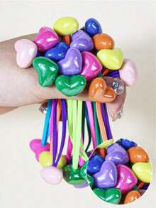 10/20/30pcs Girl Cute Hair Rope With Beads, Love, Flowers And Stars High Elasticity Double Leg Design Does Not Hurt Hair Daily Wear Ponytail Fixed Strap Sweet Accessories - Multicolor - View 6