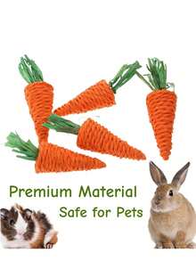 1个小型宠物兔子磨牙玩具，手工编织胡萝卜形状玩具，也适用于仓鼠、豚鼠、猫咪，趣味磨牙玩具 - 彩色 - 查看 5