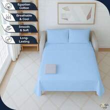 Full Sleeper Sofa Bed Sheet Set, 4 Piece Premium Quality 100% Egyptian Cotton, 6 Inch Deep Sofa Bed/Pullout Couch Sheets, Sky Blue,37105577 - 藍色 - 查看 5