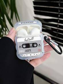 1 pieza Funda para auriculares con diseño de onda 3D y estampado de letra de cinta de casete, compatible con auriculares Bluetooth de Apple (auriculares no incluidos) - transparente - Ver 2