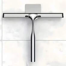 不锈钢刮水器带壁钩，适用于浴室、淋浴房玻璃门、窗户和汽车清洁，多功能刮水器带粘钩（10英寸），时尚银色 - 彩色 - 查看 2